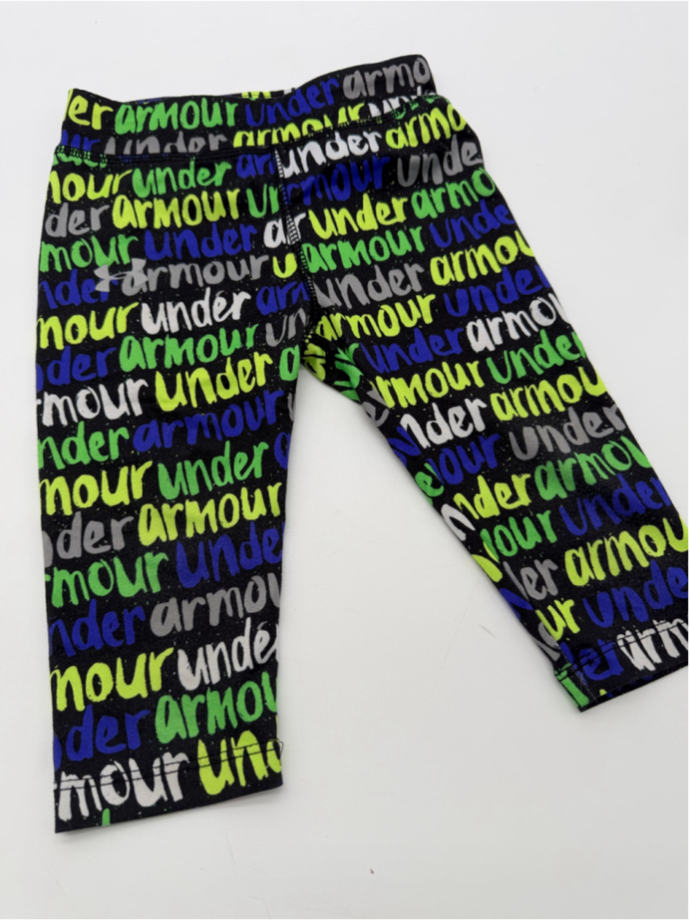 Under Armour Leggings 2T Black Green Logo Print
